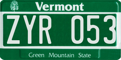 VT license plate ZYR053