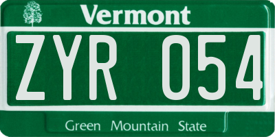 VT license plate ZYR054