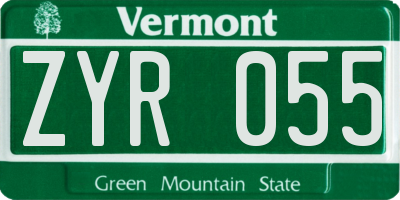 VT license plate ZYR055