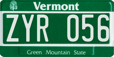 VT license plate ZYR056