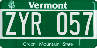 VT license plate ZYR057