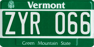 VT license plate ZYR066