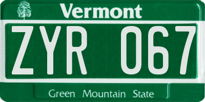 VT license plate ZYR067