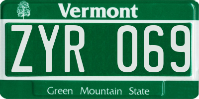 VT license plate ZYR069