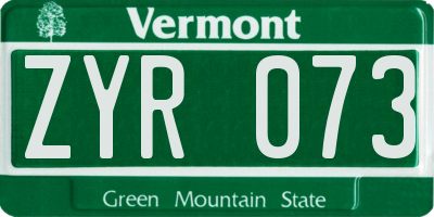 VT license plate ZYR073