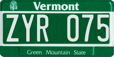 VT license plate ZYR075