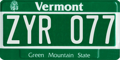 VT license plate ZYR077