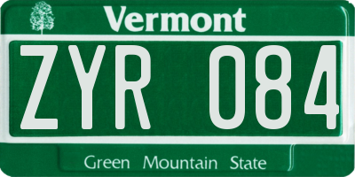 VT license plate ZYR084