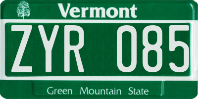 VT license plate ZYR085