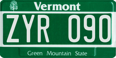 VT license plate ZYR090