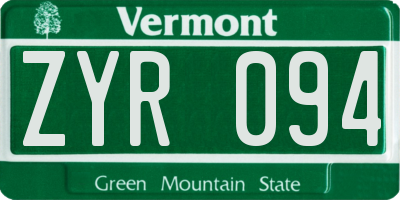 VT license plate ZYR094