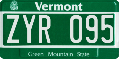 VT license plate ZYR095