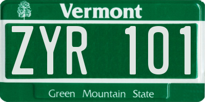 VT license plate ZYR101