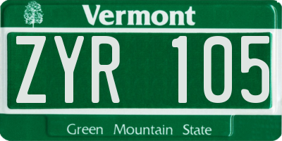 VT license plate ZYR105