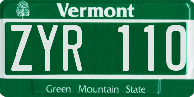 VT license plate ZYR110