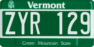 VT license plate ZYR129