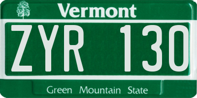 VT license plate ZYR130