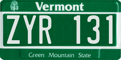 VT license plate ZYR131