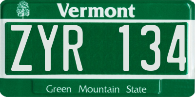VT license plate ZYR134