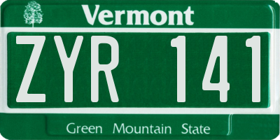 VT license plate ZYR141