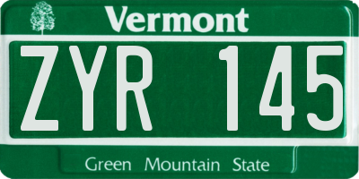 VT license plate ZYR145