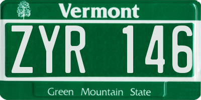 VT license plate ZYR146