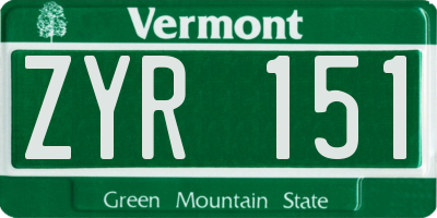 VT license plate ZYR151