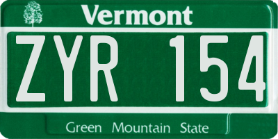 VT license plate ZYR154