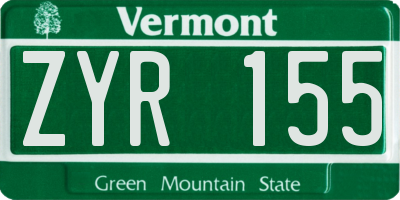 VT license plate ZYR155