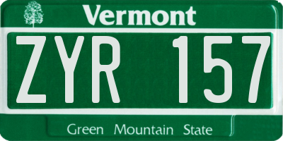 VT license plate ZYR157
