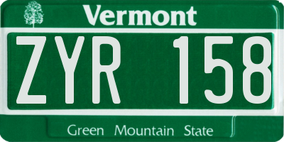 VT license plate ZYR158