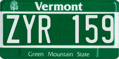 VT license plate ZYR159