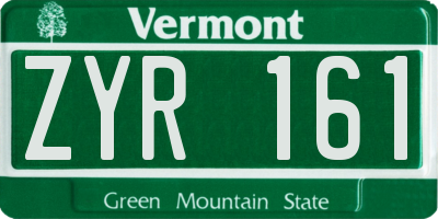 VT license plate ZYR161