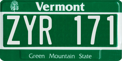 VT license plate ZYR171