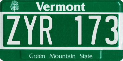 VT license plate ZYR173