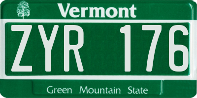 VT license plate ZYR176