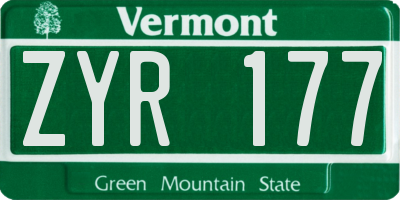 VT license plate ZYR177