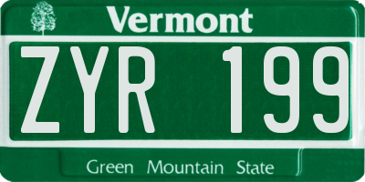 VT license plate ZYR199