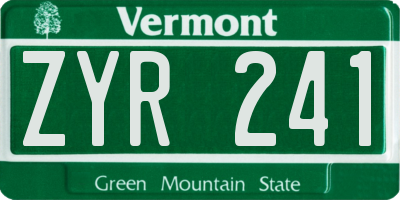 VT license plate ZYR241