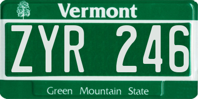 VT license plate ZYR246