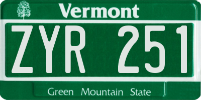 VT license plate ZYR251