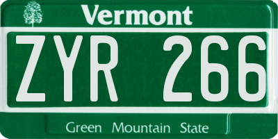 VT license plate ZYR266