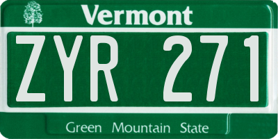 VT license plate ZYR271