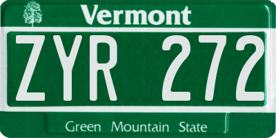 VT license plate ZYR272