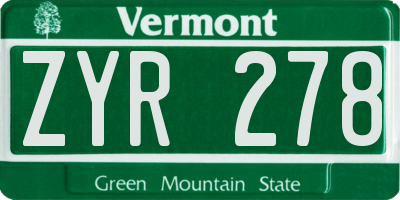 VT license plate ZYR278
