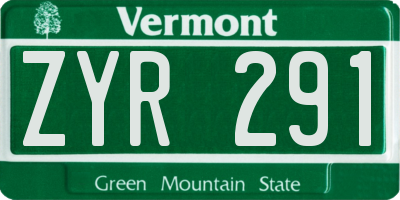 VT license plate ZYR291