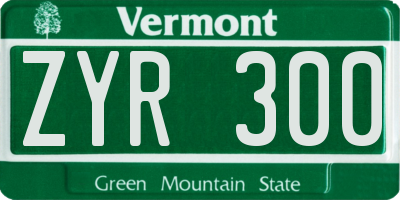 VT license plate ZYR300