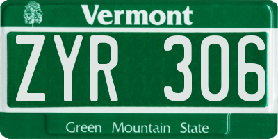 VT license plate ZYR306
