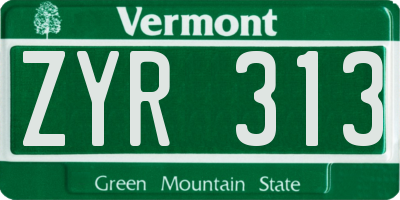 VT license plate ZYR313