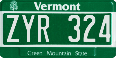 VT license plate ZYR324